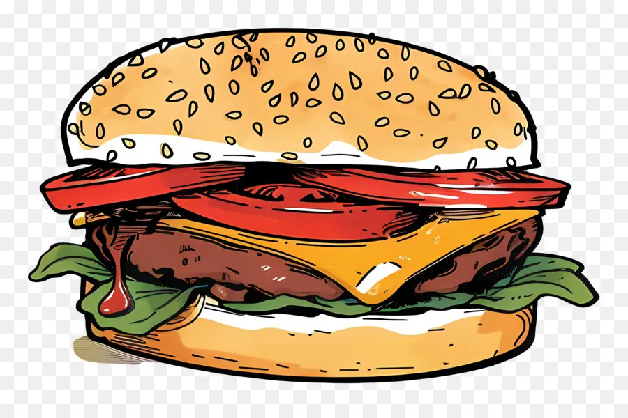 мультипликационный гамбургер，Гамбургер PNG