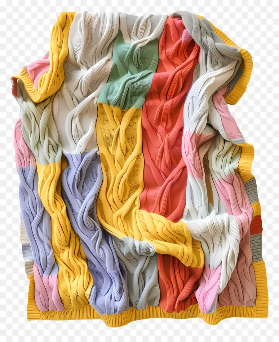 вязаное одеяло，разноцветная пряжа PNG