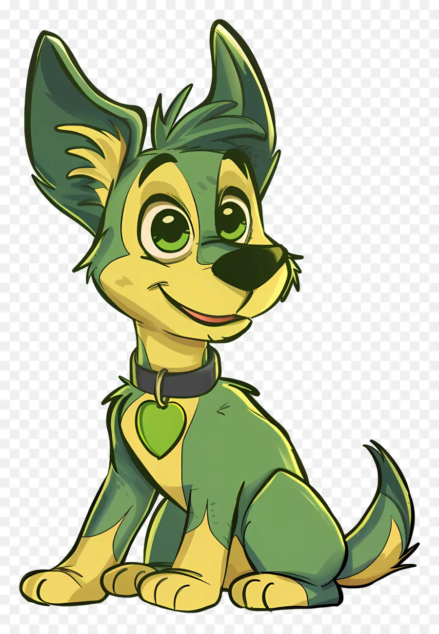 мультфильм собака，зеленый воротник PNG