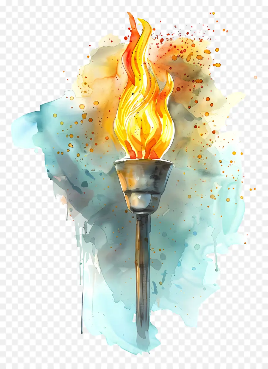 Олимпийский факел，акварельная бумага PNG