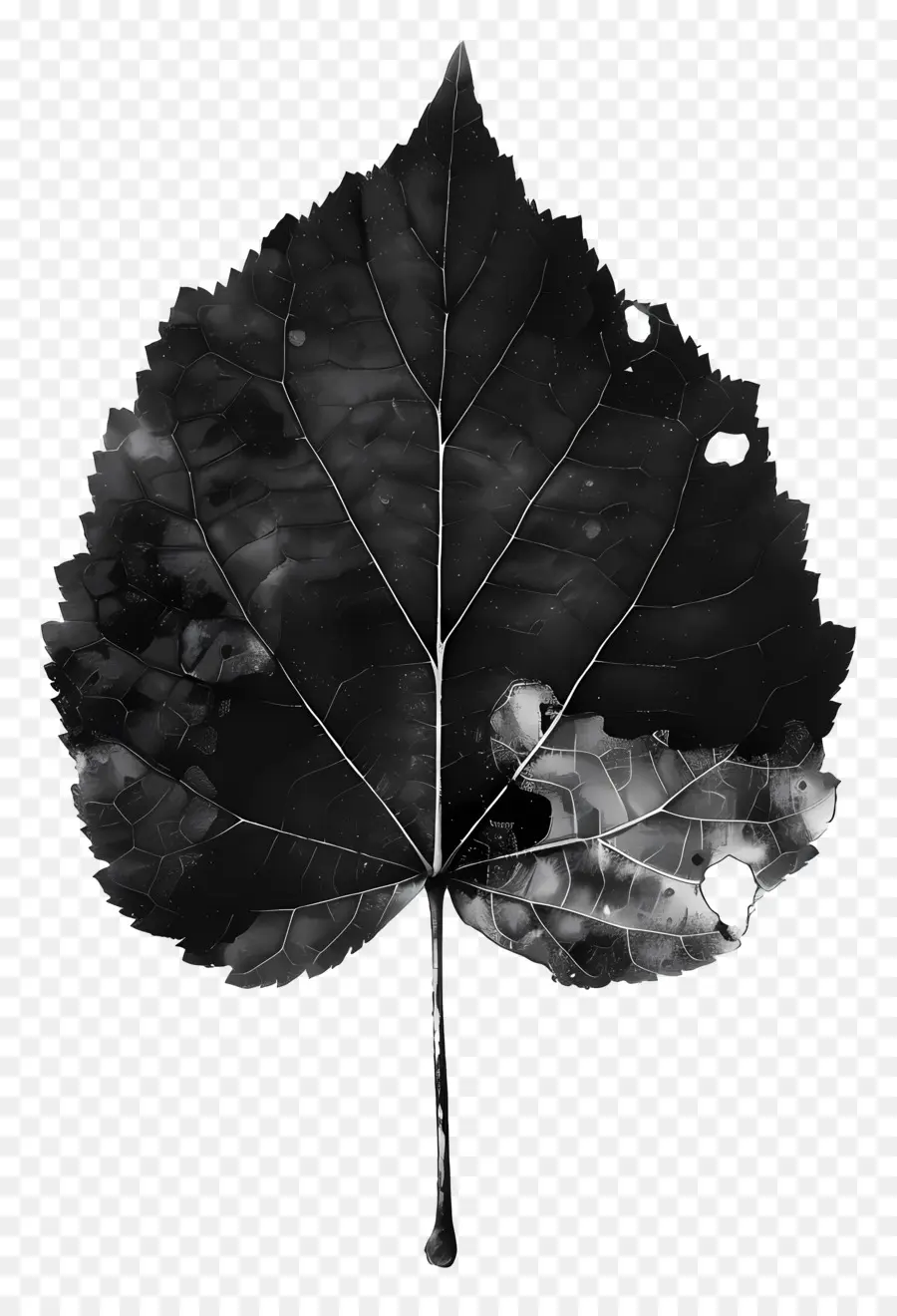 черный лист，черно  белый лист PNG