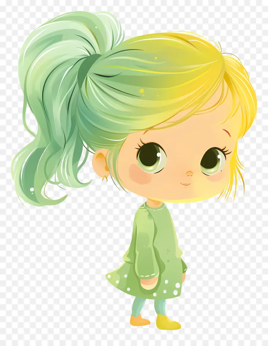 мультфильм девочка，длинные светлые волосы PNG