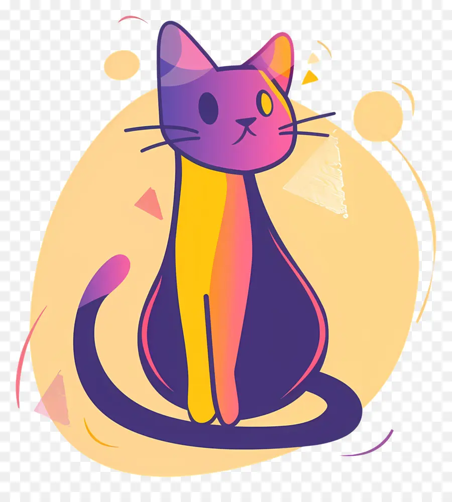 мультфильм кот，фиолетовый и оранжевый PNG