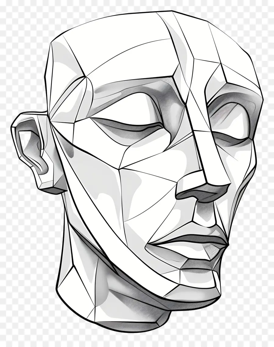 Скульптурная голова，Треугольное лицо PNG