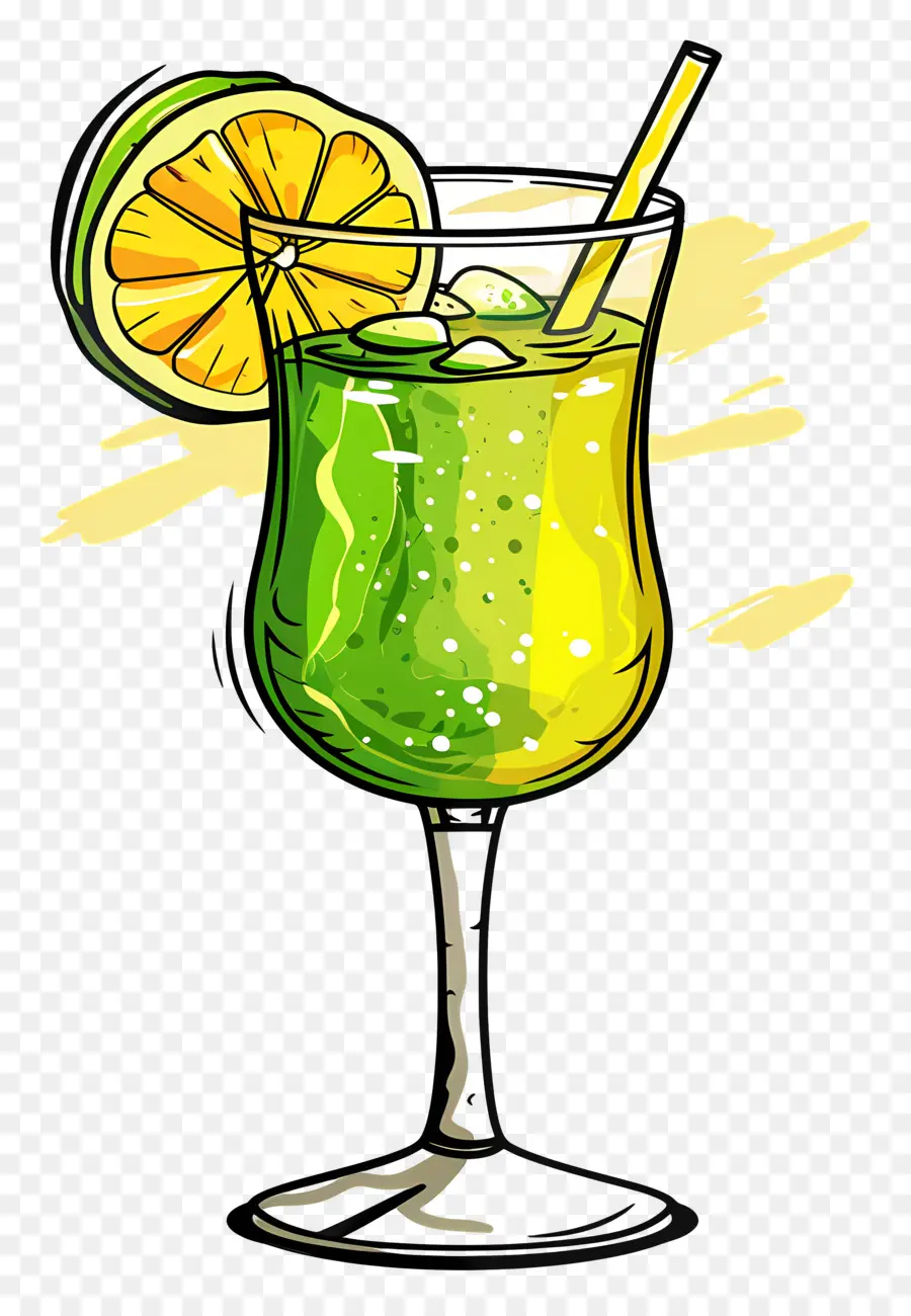 мультипликационные коктейли，Зеленый напиток извести PNG
