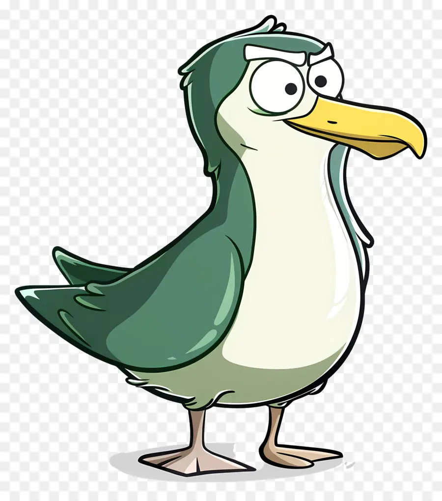 Чайка мультфильм ，зеленая птица PNG