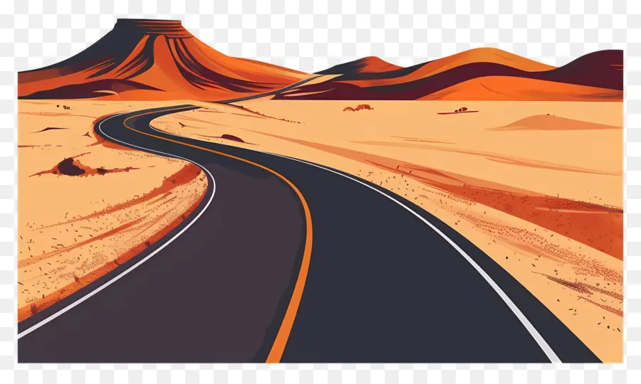 дорога в пустыне，пустынный ландшафт PNG