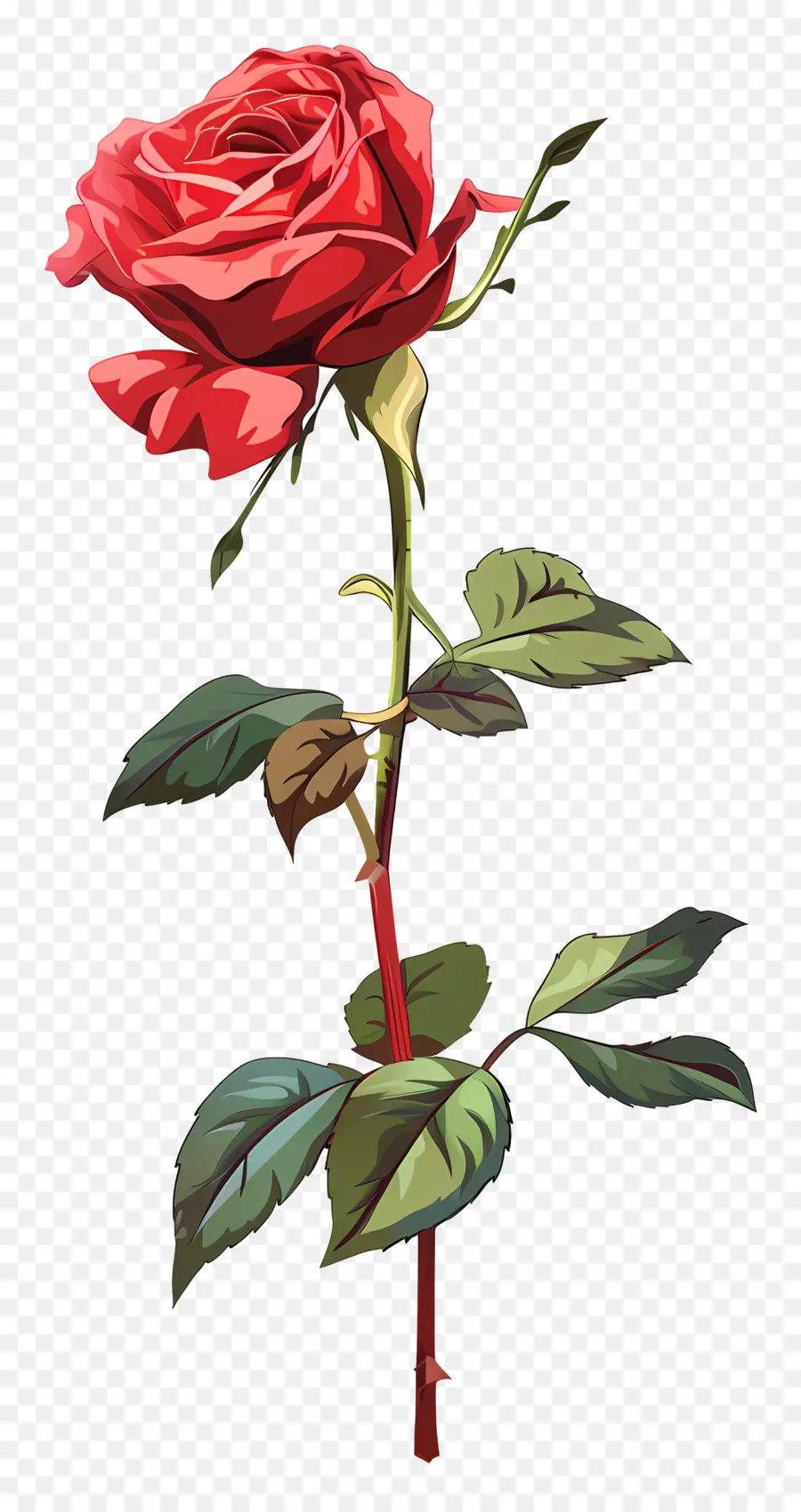 одиночная роза，красная роза PNG