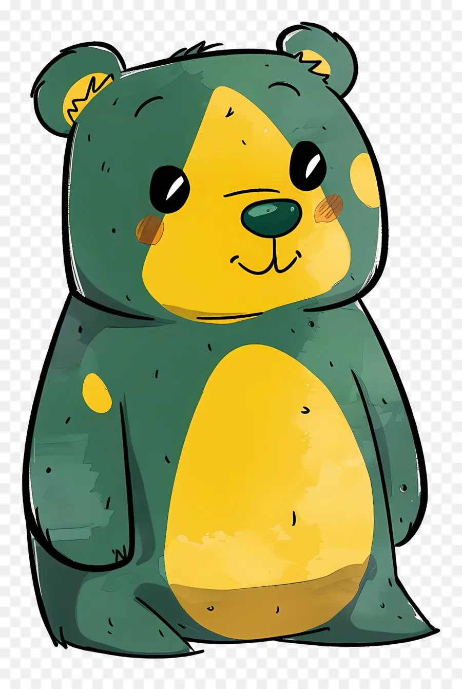 мультфильм медведь，зеленая и желтая полосатая рубашка PNG