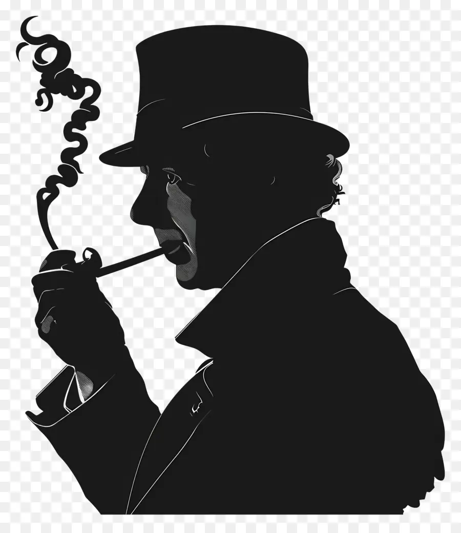 Шерлок Холмс Силуэт，Человек курящая труба PNG