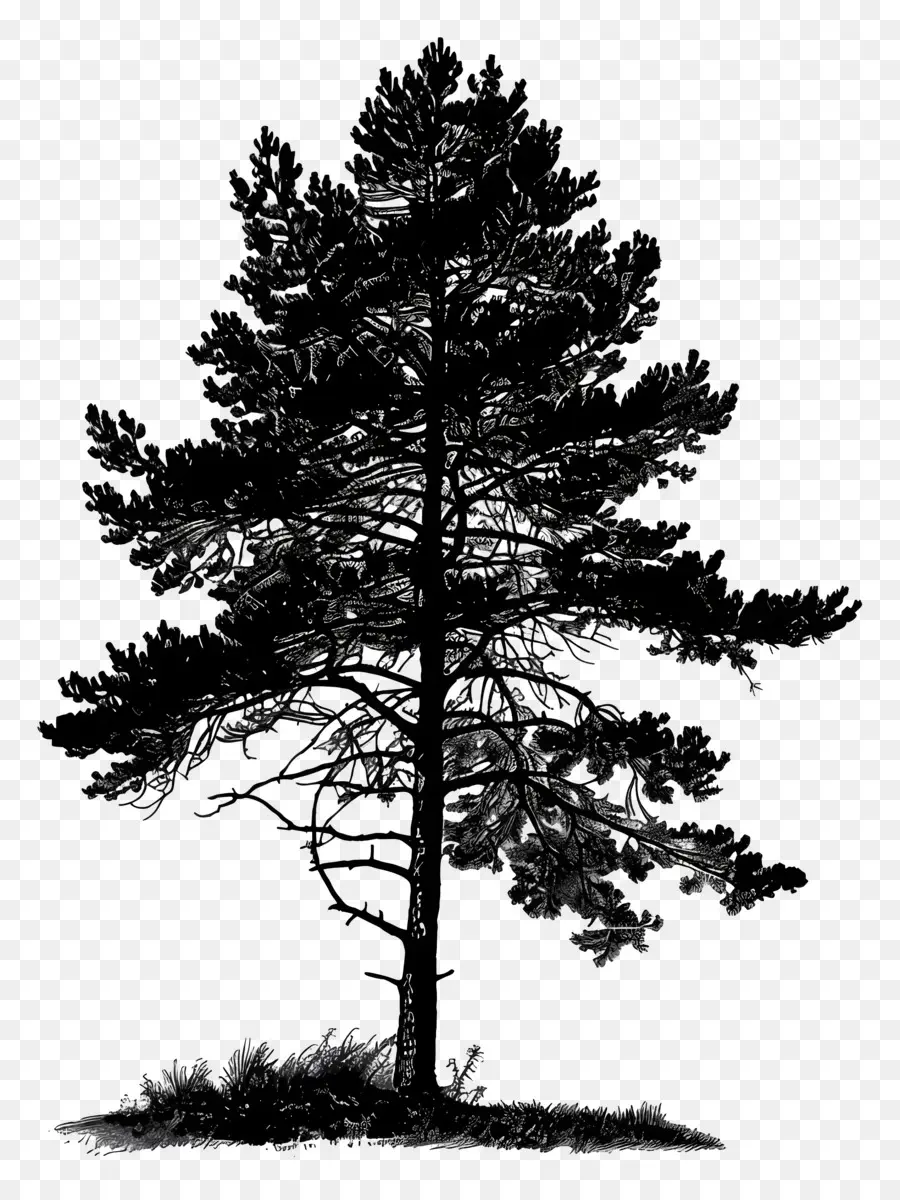 силуэт сосны дерево ，темный лес PNG