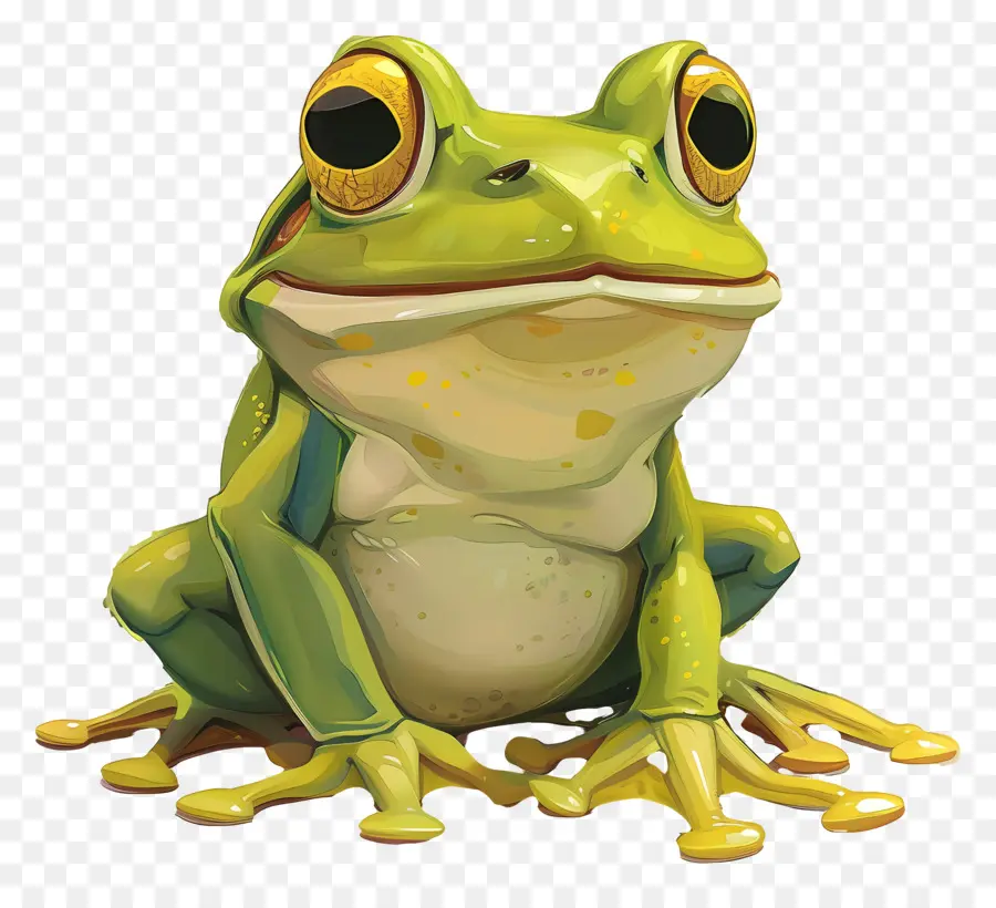 мультфильм лягушка，зеленая древесная лягушка  PNG