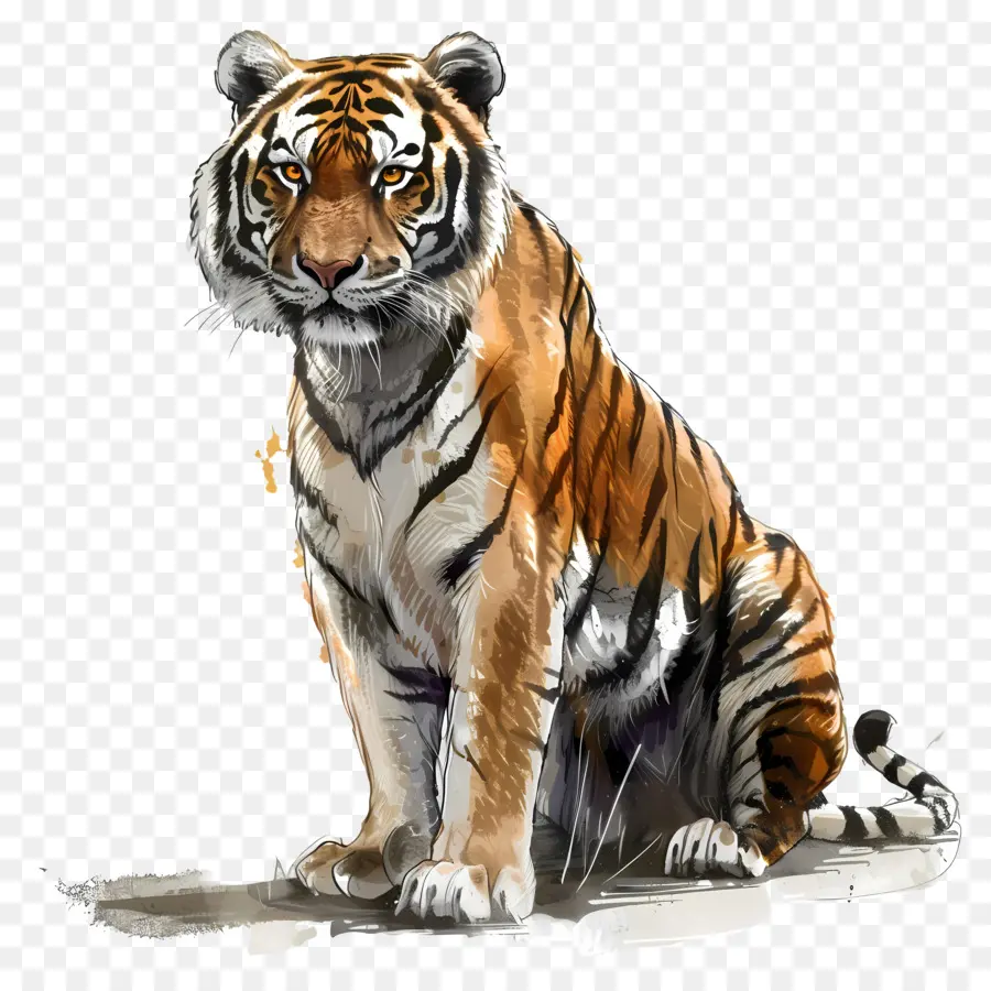 Тигр，живопись тигр  PNG