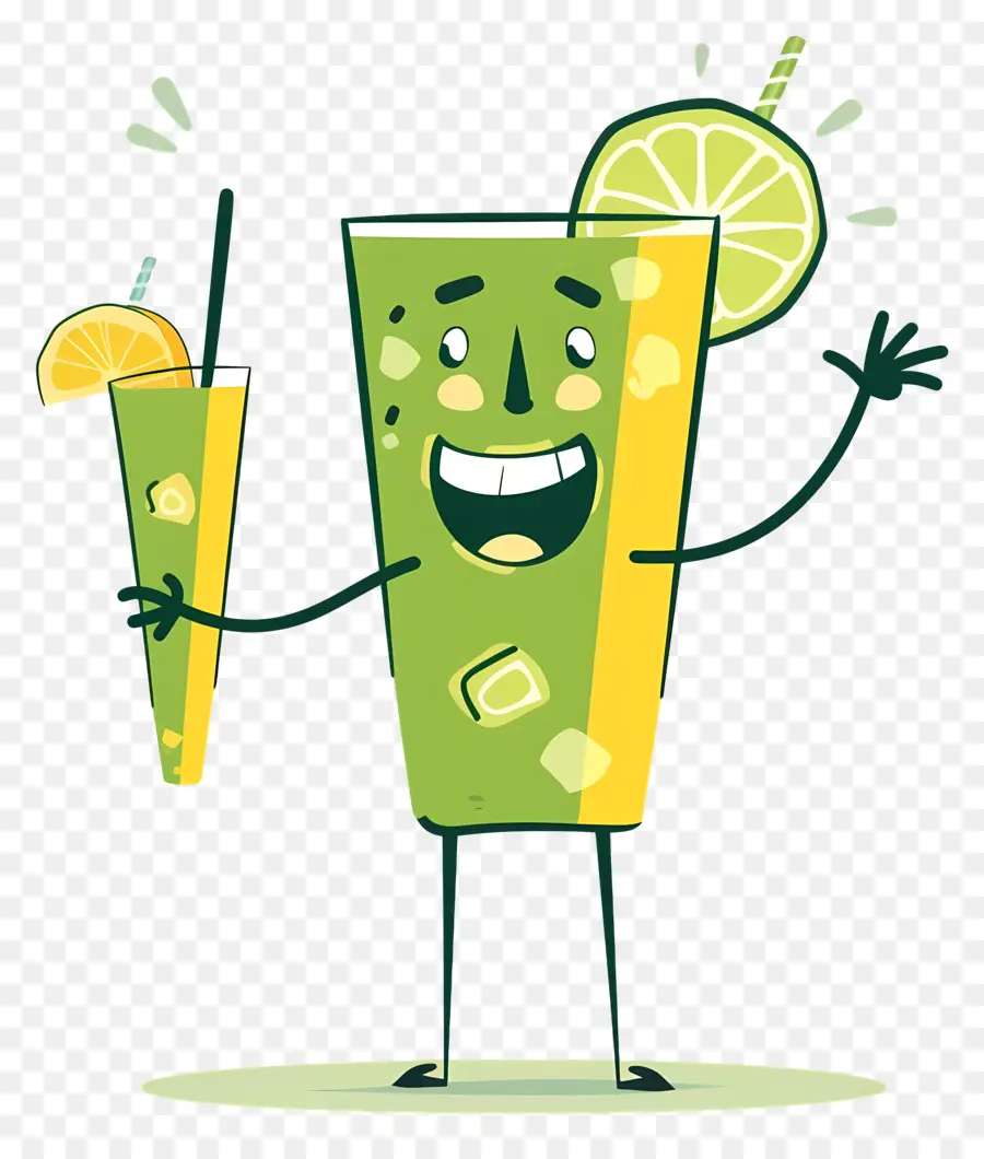Мультипликационные коктейли，зеленый напиток PNG