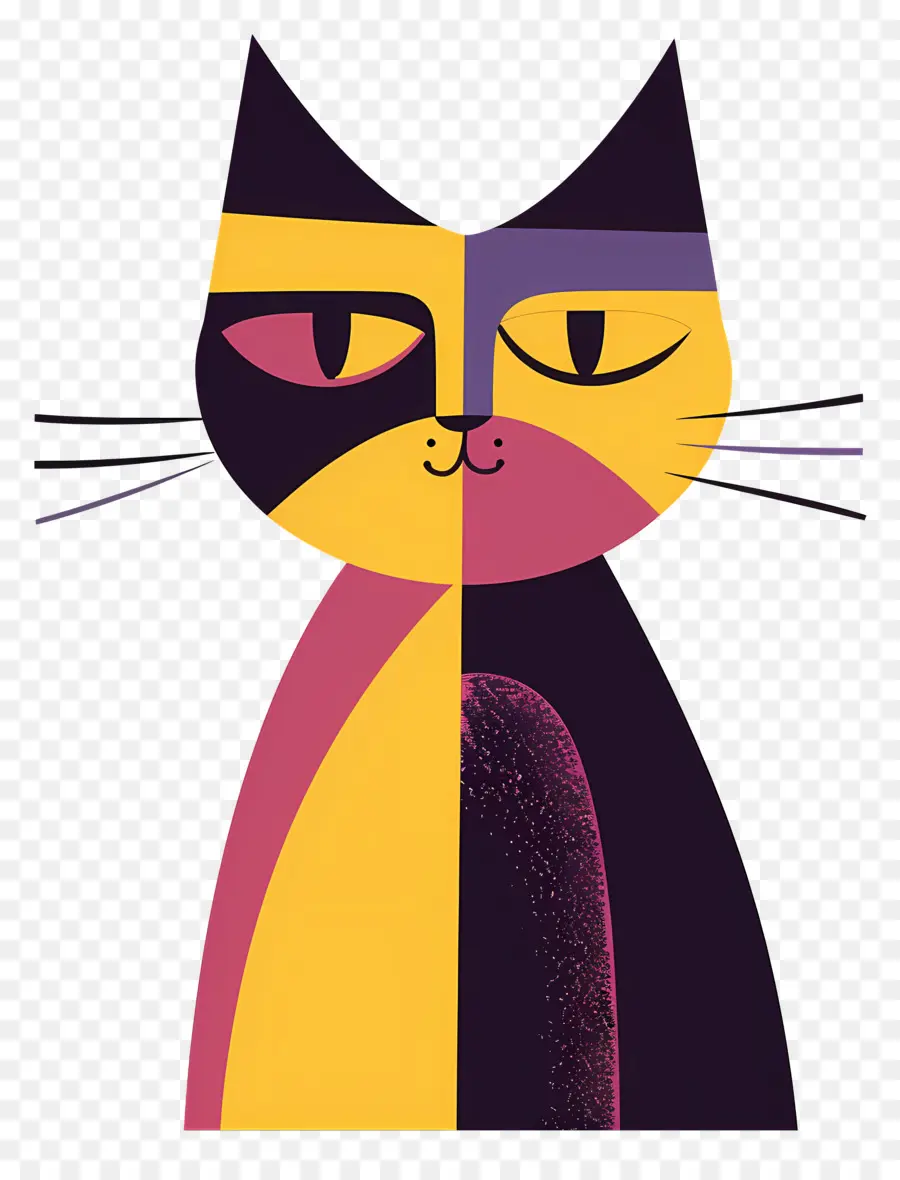 мультфильм кот，Геометрическая кошка PNG