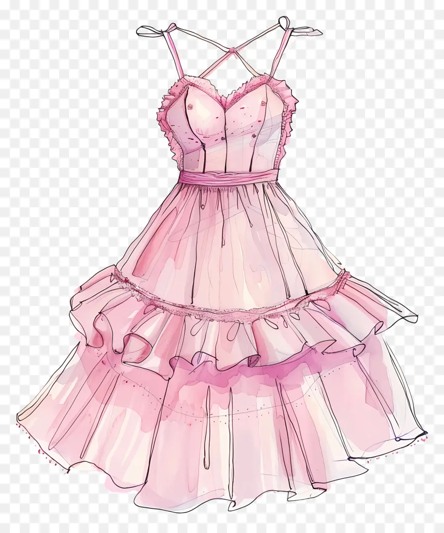 модное платье，розовое платье PNG
