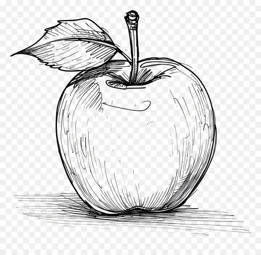 яблоко，черно белый рисунок PNG