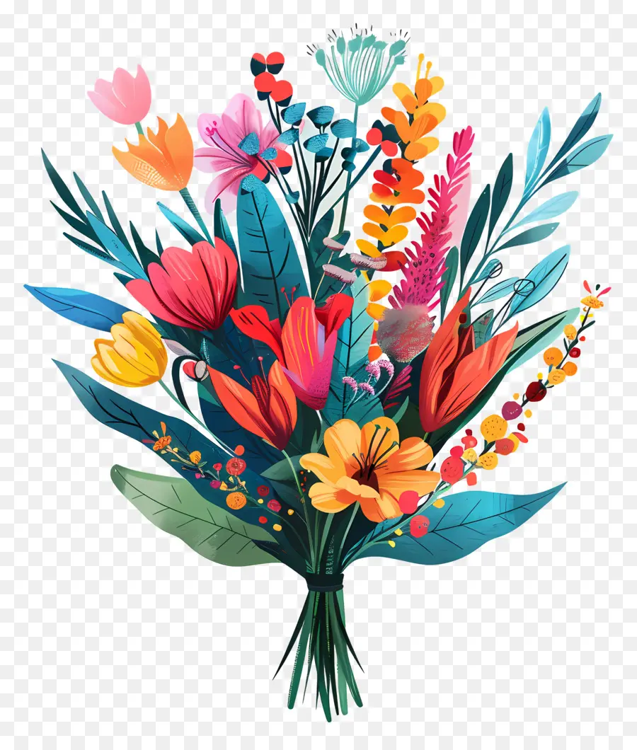 Bouquet Of Flowers，яркие цветы PNG