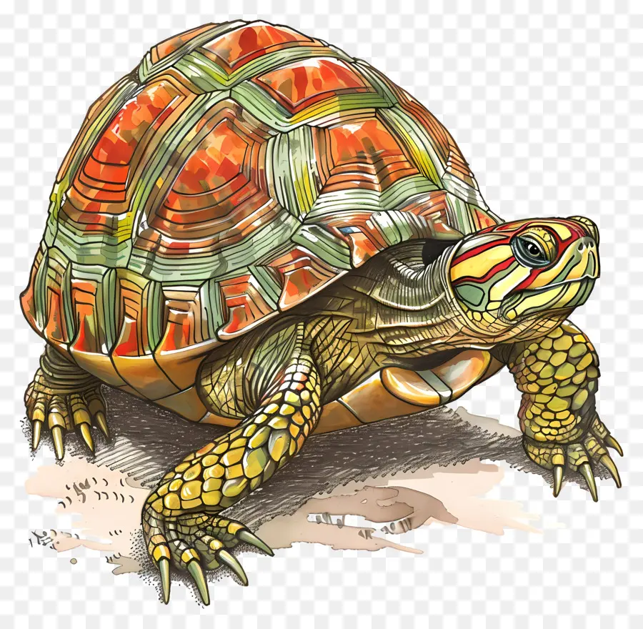 черепаха，красная и зеленая черепаха PNG