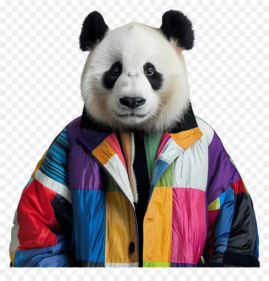 Панда，разноцветная куртка PNG
