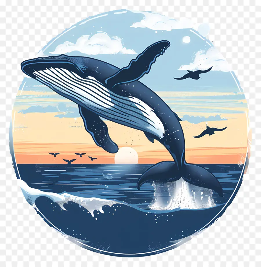 Наблюдение за китами ，Синий Кит PNG