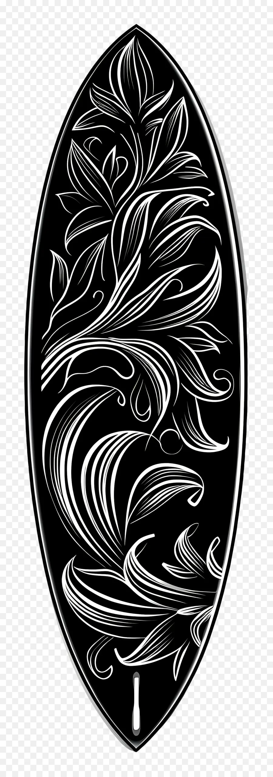 Surfboard Silhouette，цветочный дизайн PNG