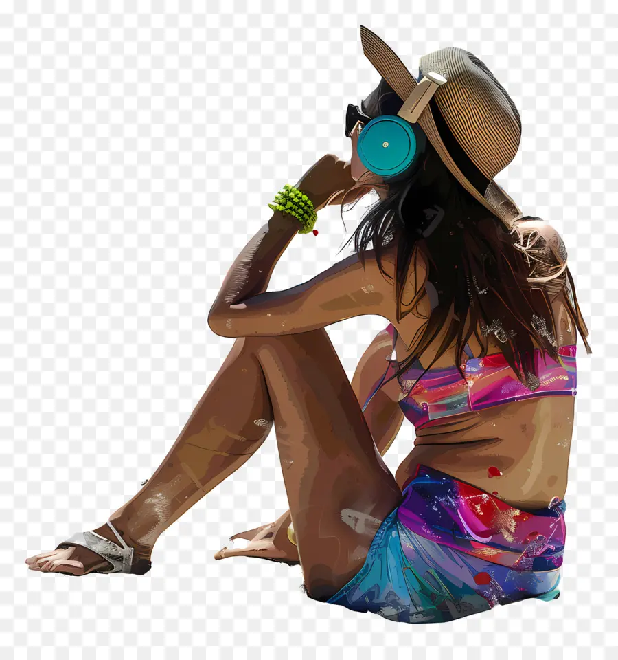 пляжные мелодии，цифровая живопись PNG