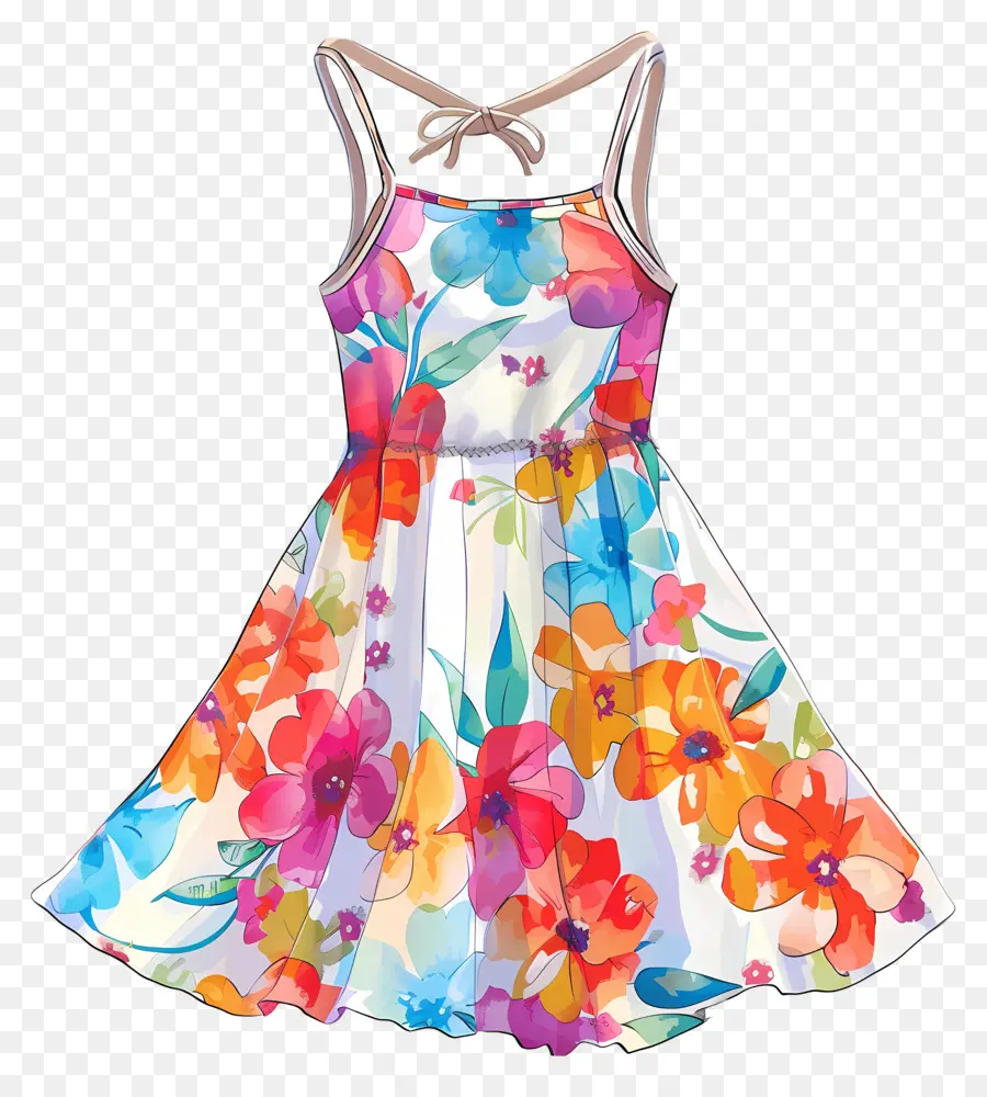 летнее платье，платье с цветочным принтом PNG
