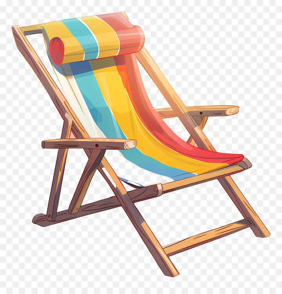 шезлонг ，Деревянный пляжный стул PNG