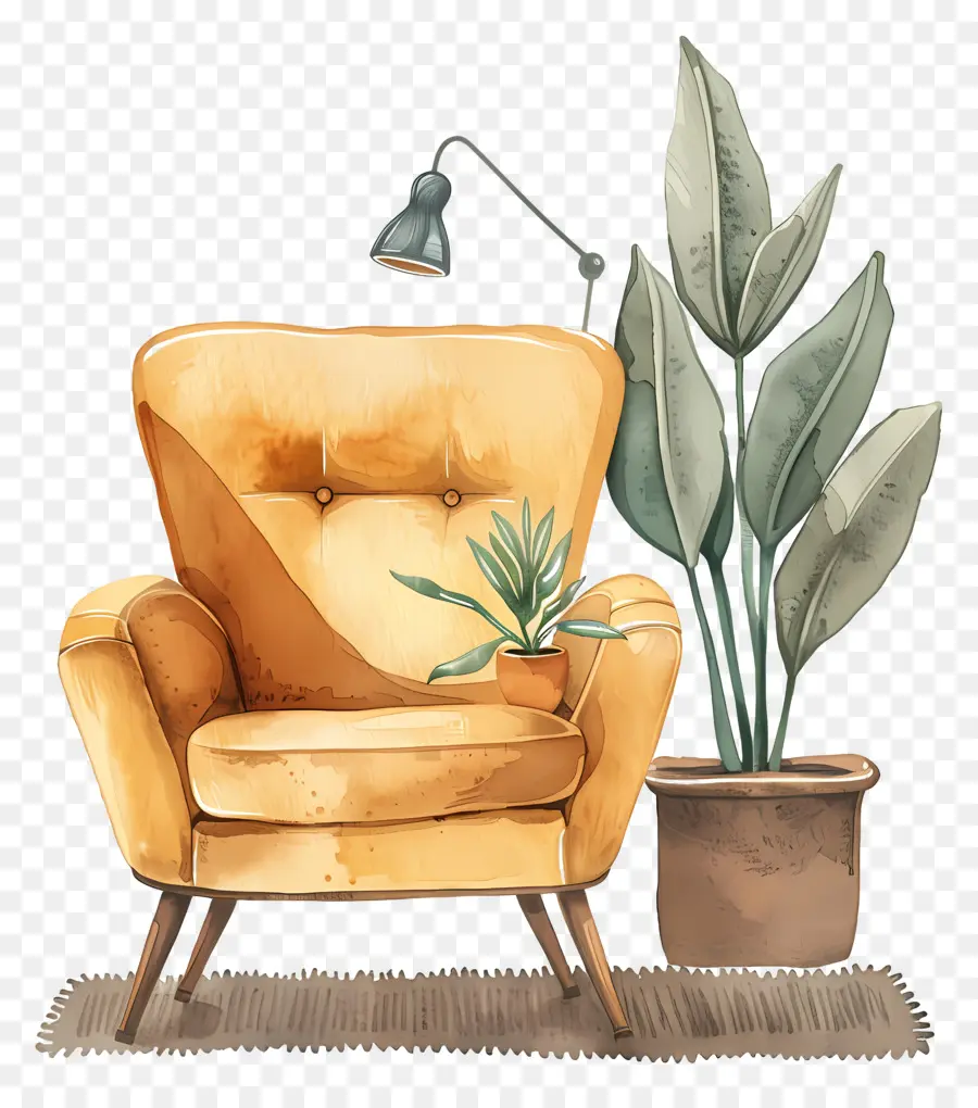 мебель，желтое кресло PNG