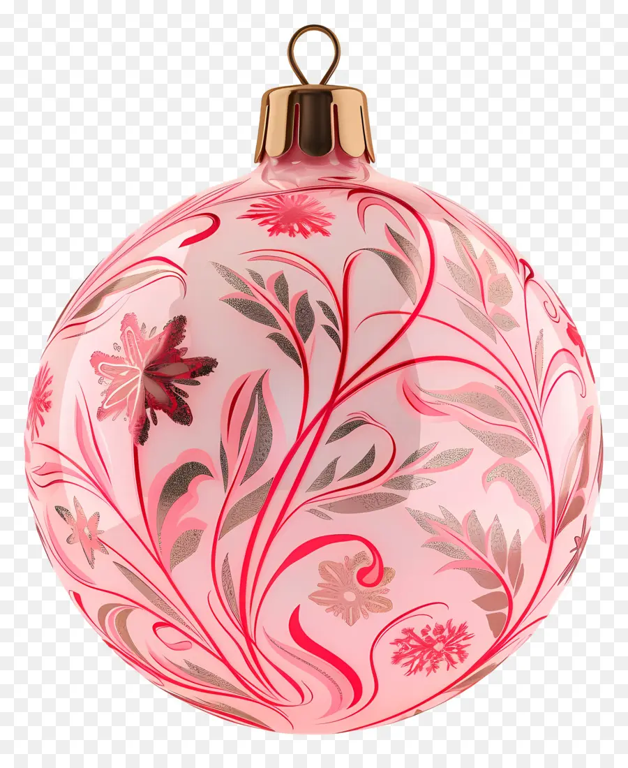 розовый рождественский орнамент，Розовый стеклянный шар PNG