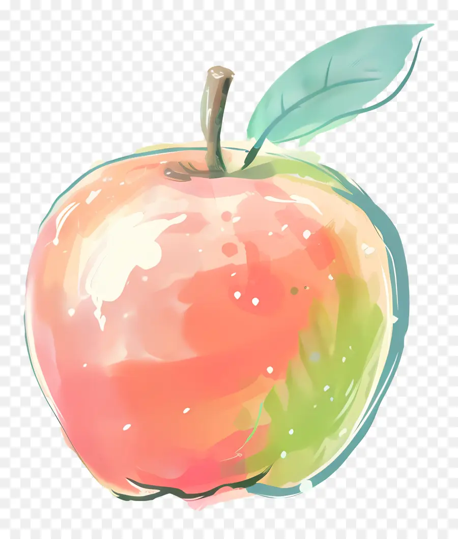 симпатичные яблоко，Реалистичная яблочная живопись PNG