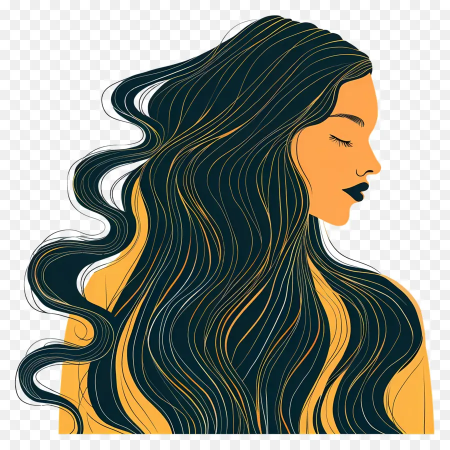 Женщина，длинные волосы PNG