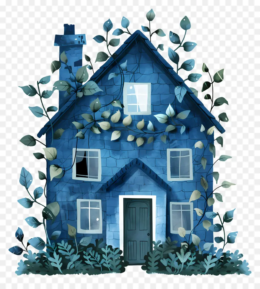 Синий Дом，Покрытый Айви дом PNG