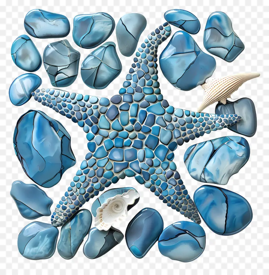 Камушки，голубая морская звезда PNG