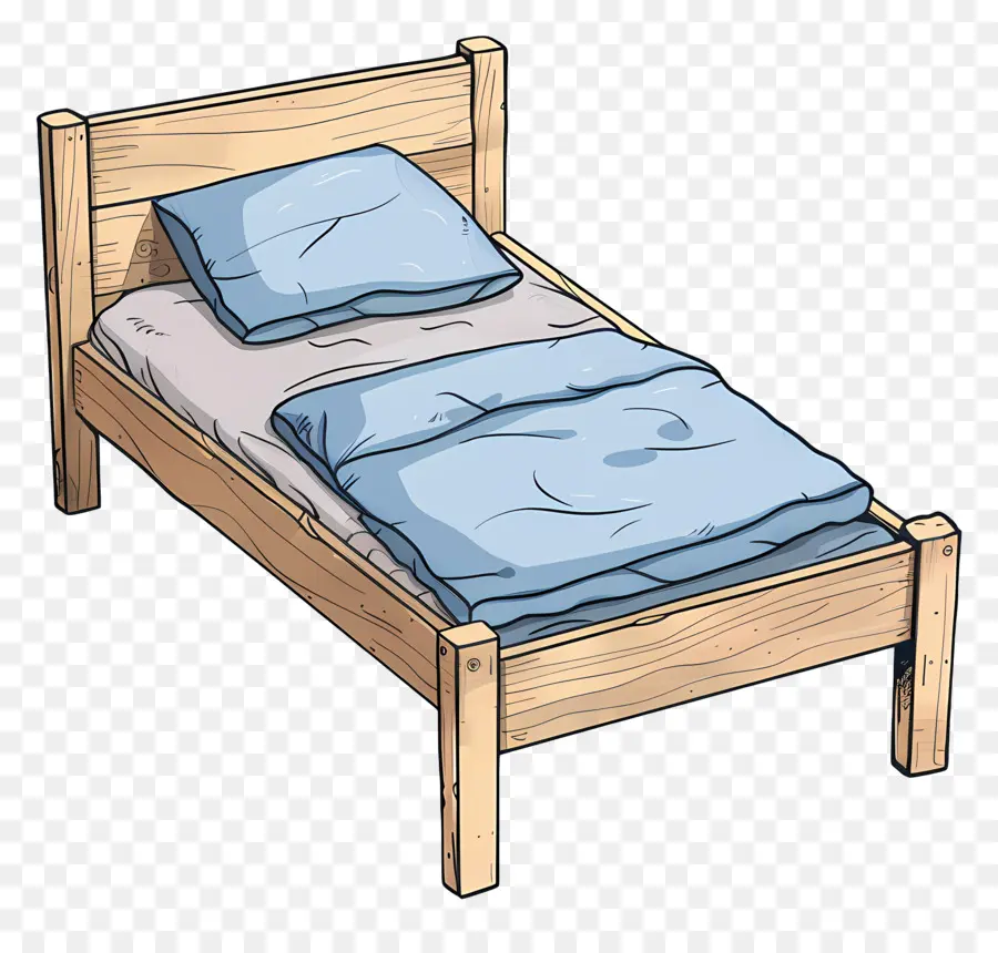 Односпальная кровать，Деревянная рама кровати PNG