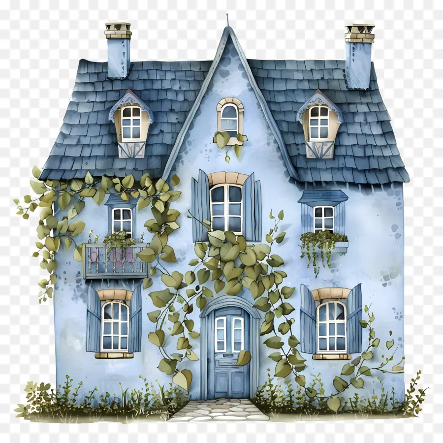 Синий Дом，маленький синий дом PNG