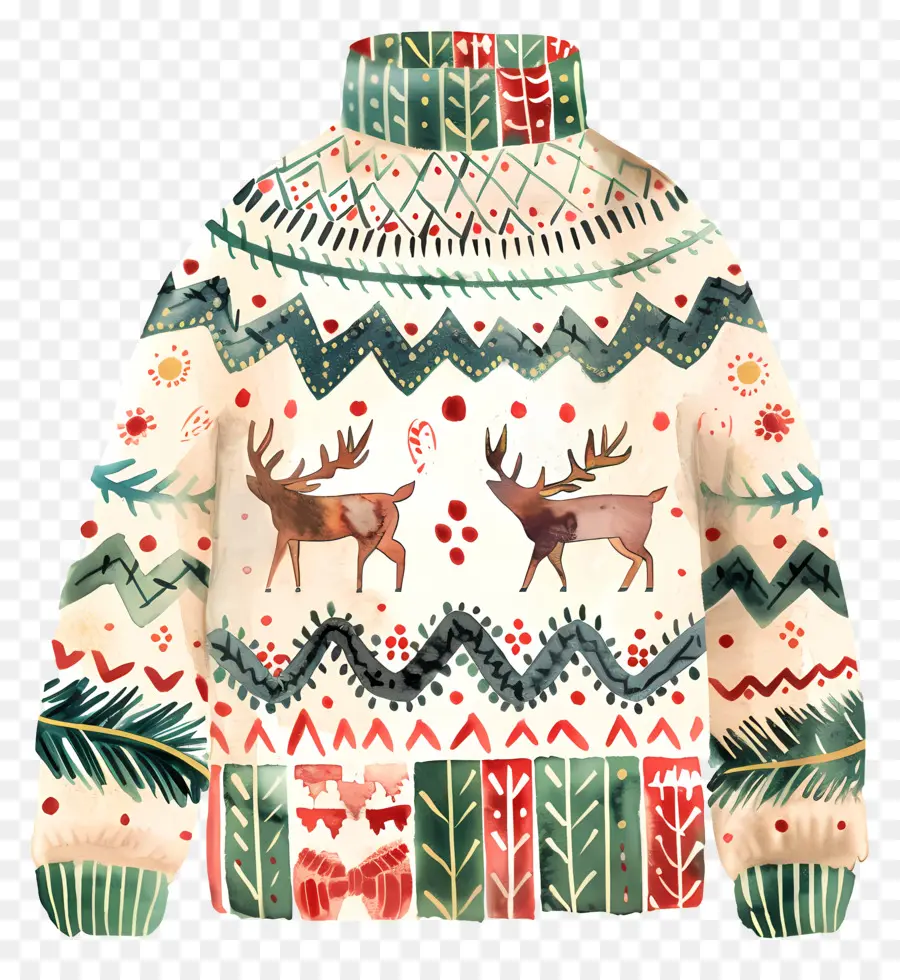уродливые Рождество свитер，Свитер оленя PNG
