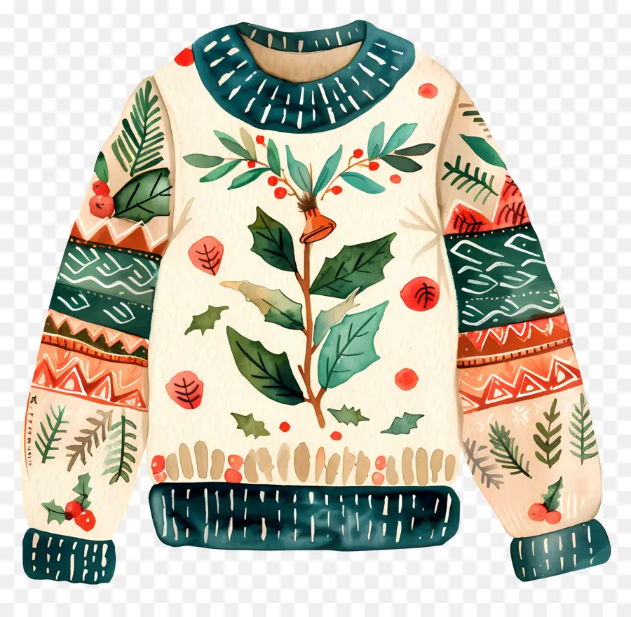 уродливые Рождество свитер，Холли Свитер PNG