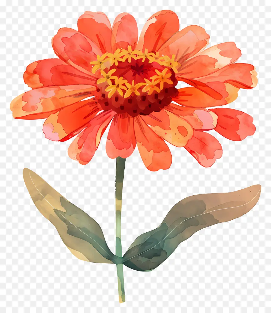 Цинния，оранжевый цветок PNG