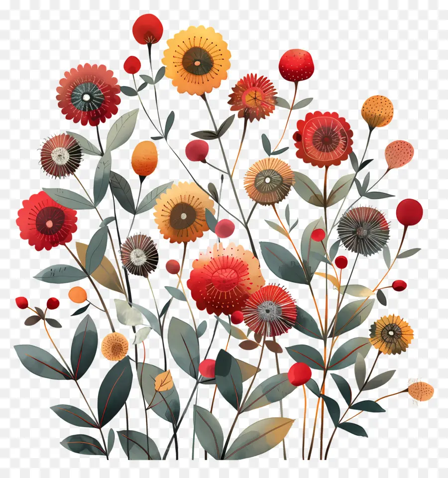Цветочный кустарник，полевые цветы PNG