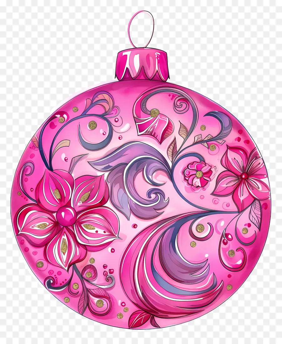 розовый рождественский орнамент，розовый орнамент PNG