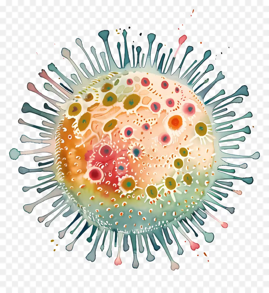 Вирус，акварельные иллюстрации PNG