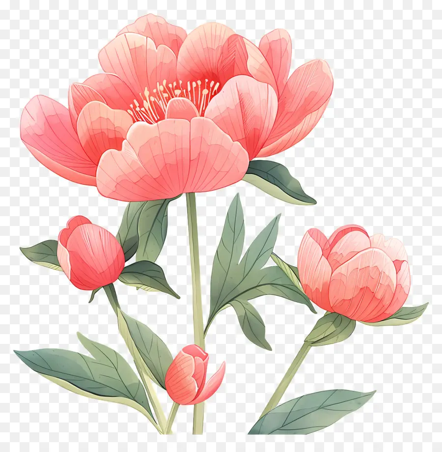 Пион，розовый цветок PNG