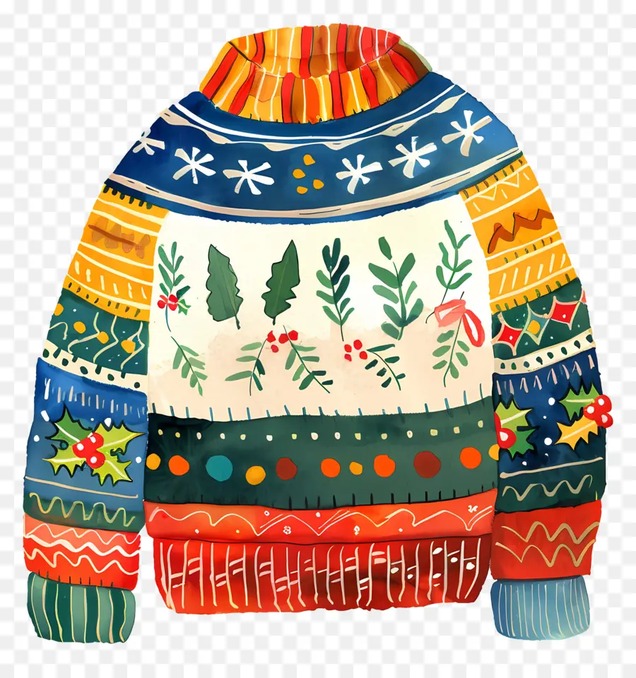 уродливые Рождество свитер，акварельная живопись PNG