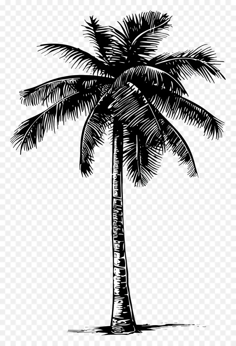 пальмовое дерево силуэт ，черно  белая фотография PNG
