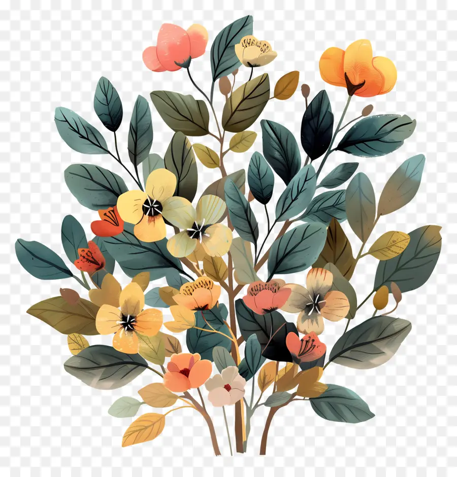 Цветочный кустарник，цветочная композиция PNG