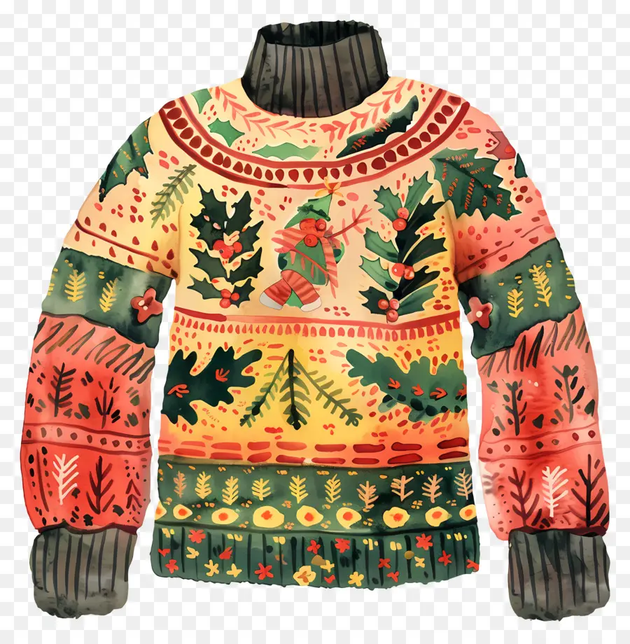 уродливые Рождество свитер，шерстяной свитер PNG