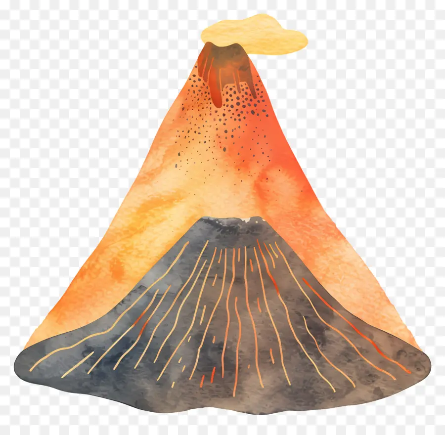 вулкан，акварель PNG