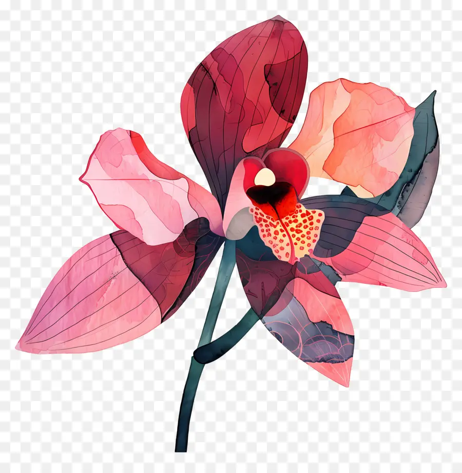 орхидея，розовый цветок PNG